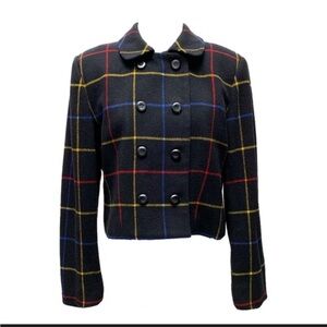 1990s Vintage Jones New York Black Blazer with Multicolor Plaid